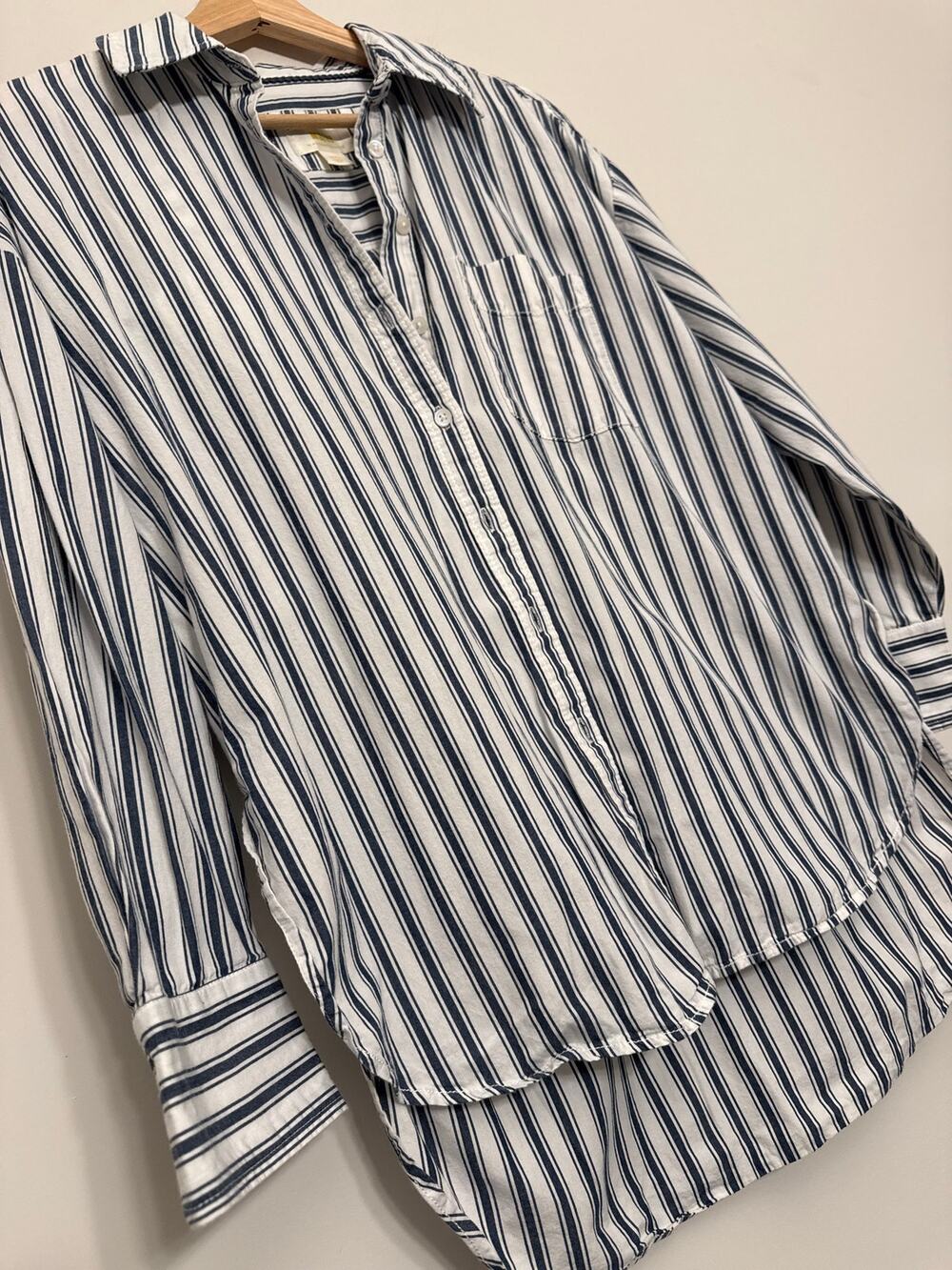 Navy Striped Oversized Button Down Shirt β Maeve S